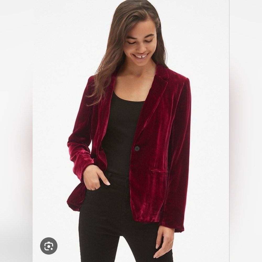 GAP Velvet Blazer Deep Red